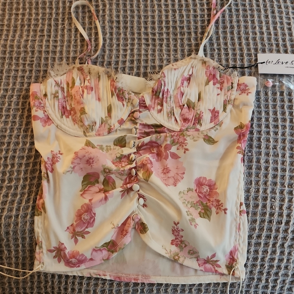 For Love And Lemons Cream Pink Bustier Camisole